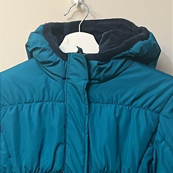 Lands End XL Juniors cozy dark turquoise jacket with hoddie inner soft fabric - Picture 5 of 15